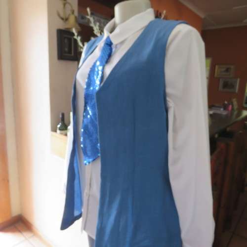 Tailored cobalt blue open front waistcoat  Sleeveless with V-neck. Size 36. AS new.
