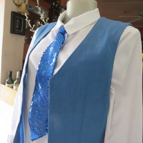 Tailored cobalt blue open front waistcoat  Sleeveless with V-neck. Size 36. AS new.