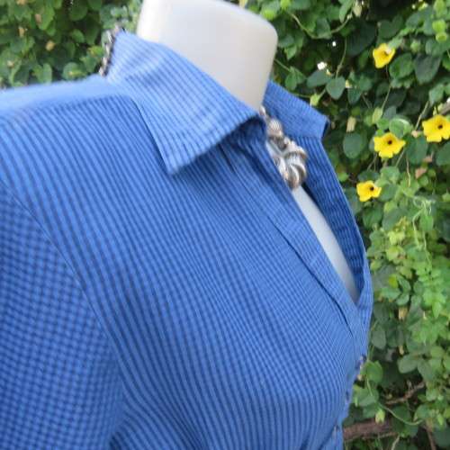 Cheeky blue and black check long top with elasticated empire waist. Size 36/12 by FREE2BEU