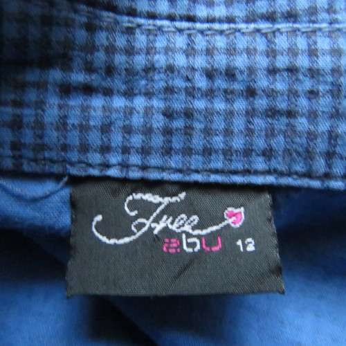 Cheeky blue and black check long top with elasticated empire waist. Size 36/12 by FREE2BEU