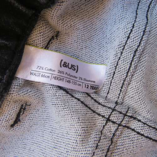 Black stretch polycotton jeans by (andUS) for 12 year old boy. Pockets front + back. As new.