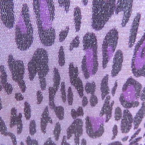 Evening dress with black stretch sequins top and violet/pink animal print balloon skirt size 32/8