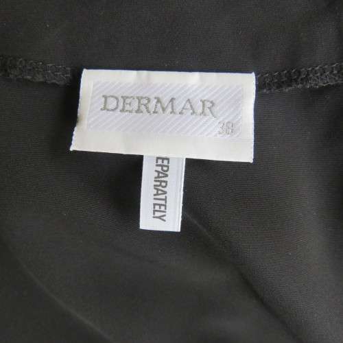 Smart black silky polyester short sleeve top/jacket with low shawl collar. Size 38/14 by DERMAR.