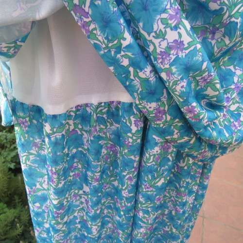 Smart vintage floral dress in cool blue and green colours.Overlay top. By TORY FASHIONS.By 48/24