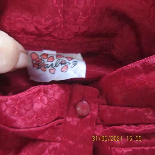 Scarlet red vintage long sleeve button down blouse with high folded collar by DARLING size 38/40