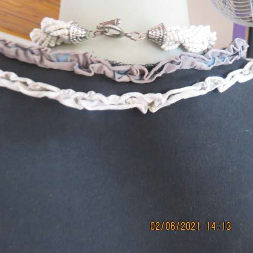 Beautiful black stretch cotton KHEERA long top with white/beige and grey/blue inlays.Size 36/38