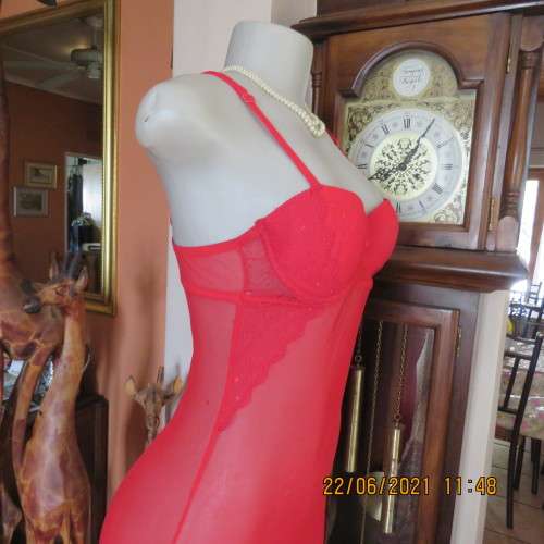 Ultra sexy lingerie. Red size 32 padded bra with adjustable straps and see-through petticoat.As new