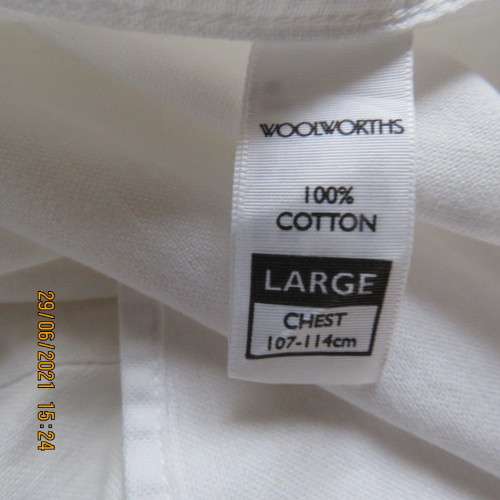 Handsome white heavy 100% cotton classic shirt by WOOLWORTHS in size Large, New condition.