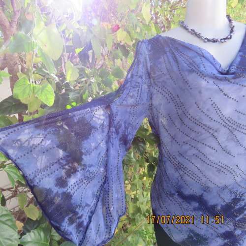 Evening top by TRUWORTHS GLAMOUR in medley of blues. Embellished.Cowl neckline.Size 38/14.