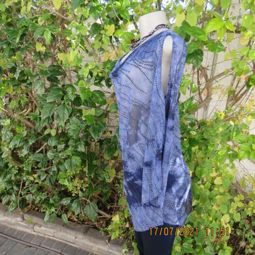 Evening top by TRUWORTHS GLAMOUR in medley of blues. Embellished.Cowl neckline.Size 38/14.