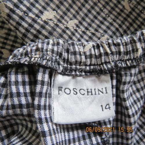 Maxi length skirt in black and white check polycotton/rayon fabric. By FOSCHINI size 38/14. As new