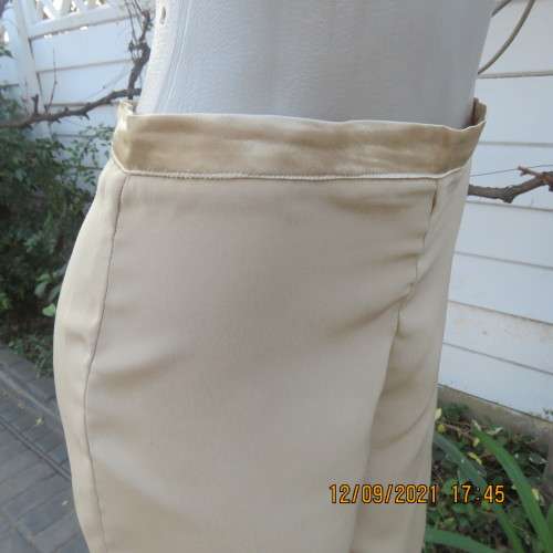 Glamour pants in gold colour polyester satin. By ASPIRE in size 34/10. Zip at back. Good condition.