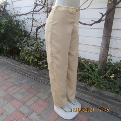 Glamour pants in gold colour polyester satin. By ASPIRE in size 34/10. Zip at back. Good condition.