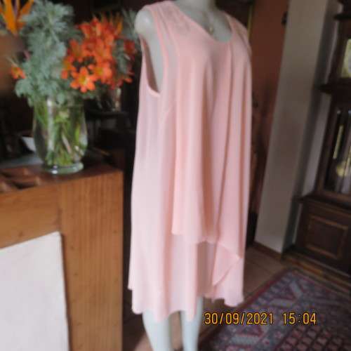 Amazing light coral Free Falling slip over sheer polyester dress. Size 40/16 best fit by JOYFUL.
