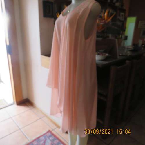 Amazing light coral Free Falling slip over sheer polyester dress. Size 40/16 best fit by JOYFUL.