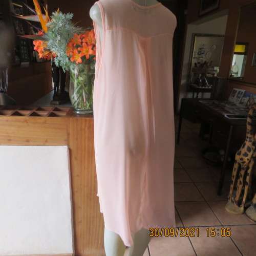 Amazing light coral Free Falling slip over sheer polyester dress. Size 40/16 best fit by JOYFUL.