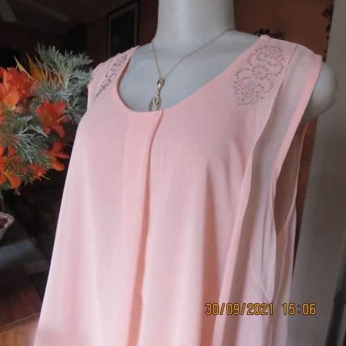 Amazing light coral Free Falling slip over sheer polyester dress. Size 40/16 best fit by JOYFUL.