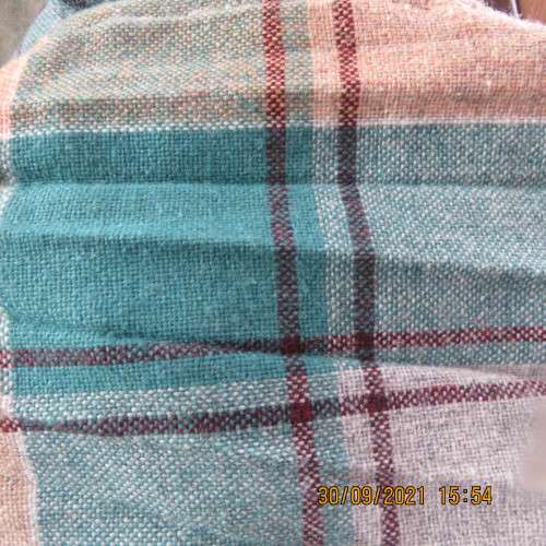 Check-mate ! Size 38/14 A TERSEL GARMENT.Concertina pleated jade/cream check.Polyester.