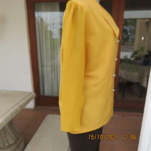 Fabulous mustard colour button down top by MERIEN HALL size 40/16.Sheer long sleeves.Buttons at back