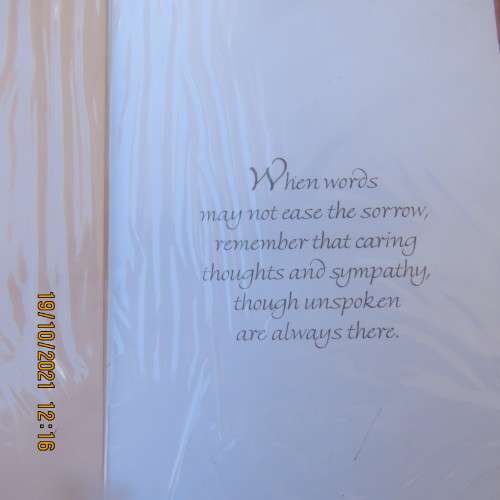 Beautiful new sympathy card and envelope by SYLKARD size 19cm x 11cm. Wrapped.Good quality!