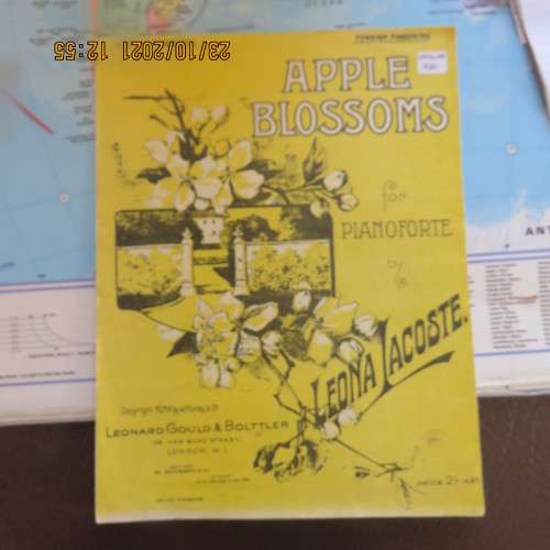 Apple Blossoms music for pianoforte by Leona Lacoste. By Leonard Gould and Bolttler from London