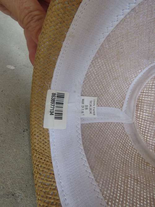 Men`s paper rattan fedora style hat size 58cm. Black band with SEDGWICK`S logo.New condition