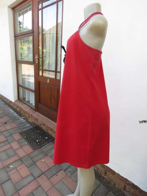 Sexy red stretch cotton strappy V neck nighty in size 40/16 by DREAMCATCHER. Tree and owl picture