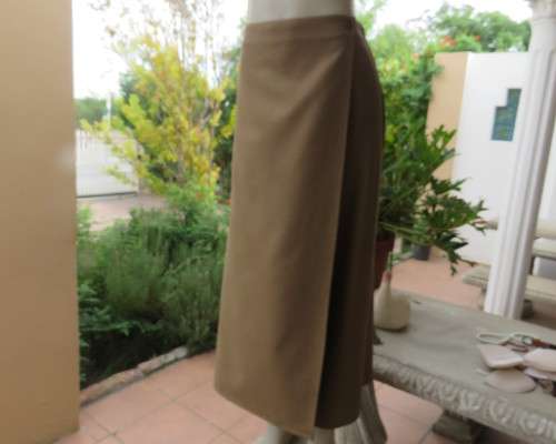 As new vintage ankle length fold over military green skirt by FASHIONETTE size 38.Two button front.