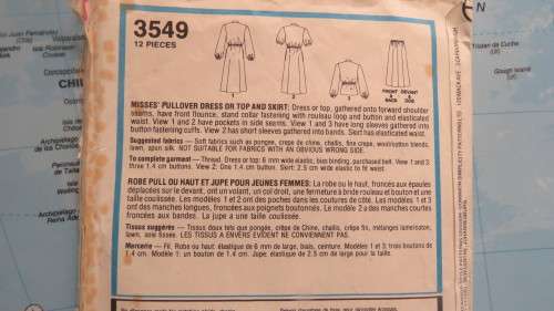 Style sewing pattern 3549 for dress in 3 versions. Size 10 to 18. Good condition