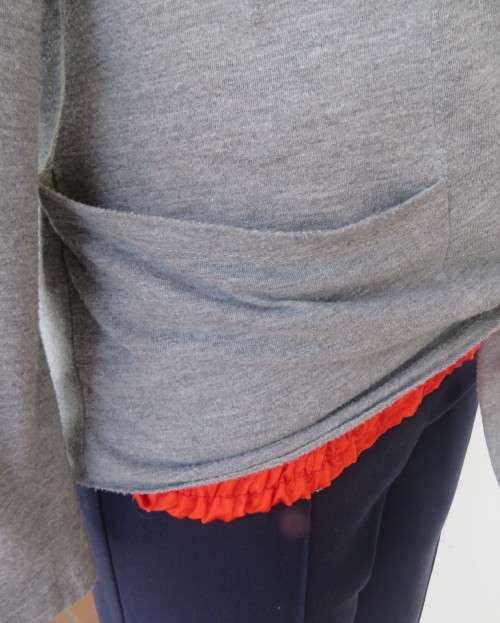 Handy silvergrey light weight long sleeve poly/rayon waterfall style top by WOOLWORTHS size 34 to 36