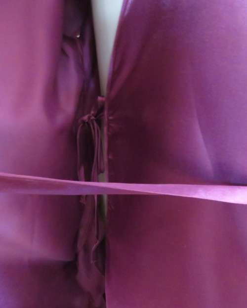 Sexy silky polyester fold over night gown in purple with side pockets.By DREAMER size 34 to 36.