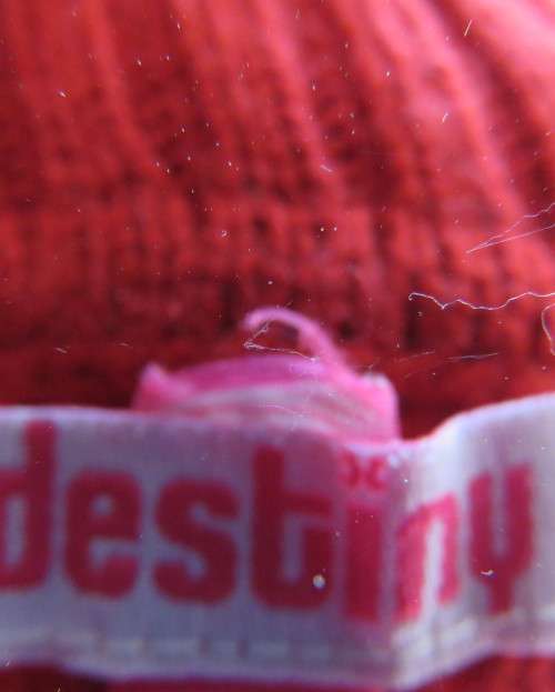 Red Acrylic Knit Top with Open Poloneck, Cable Stitch, DESTINY, Size 28/4 - 13/14 Yr