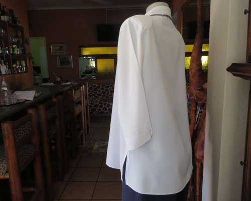 Classic white button down blouse with open collar and elbow length sleeves.Size 40/16.WOOLWORTHS