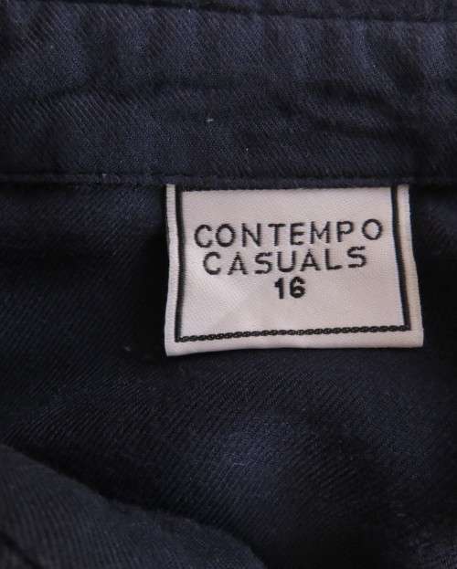Soft warm 100% viscose long sleeve top in navy with hidden button down front. By CONTEMPO size 40/16