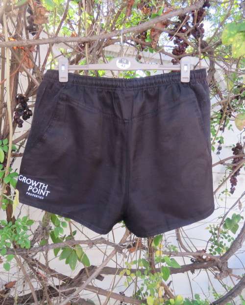 Black men`s shorts by BLK size XL in polyester with suede look inlays at sides.With logos.Drawstring