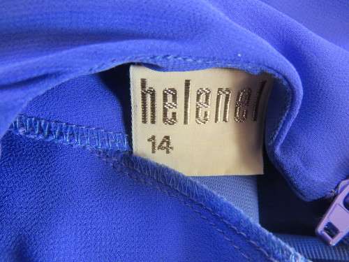Elegant special occasion royal blue sheer fully lined size 38/14 dress by HELENEL.Pleated bottom.