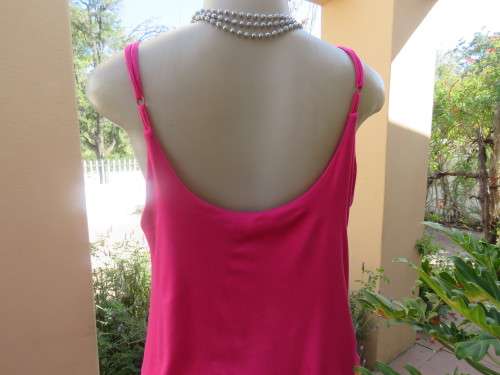 Sexy magenta pink rayon stretch strappy dress size 36/12 by WOOLWORTHS. Top overlay. As new