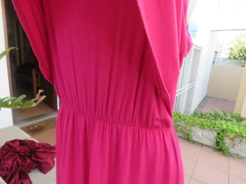 Sexy magenta pink rayon stretch strappy dress size 36/12 by WOOLWORTHS. Top overlay. As new