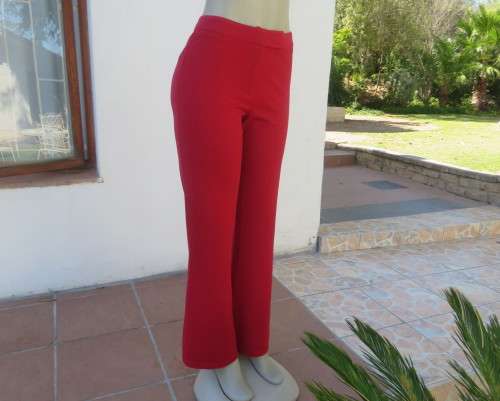 Ultra sexy cherry red stretch corded polyester pants size 34/10 by TRUWORTHS.No pockets.New cond.
