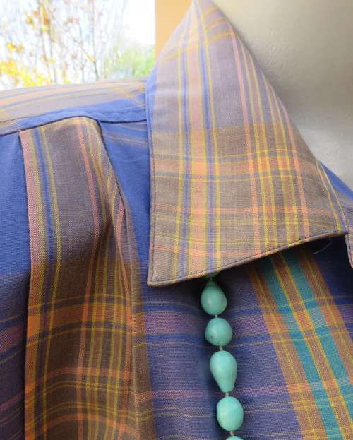 Checkmate!! from PENNY C  size 40/16 in jade/gold/peach and berry blue check.Batwing sleeves. As new