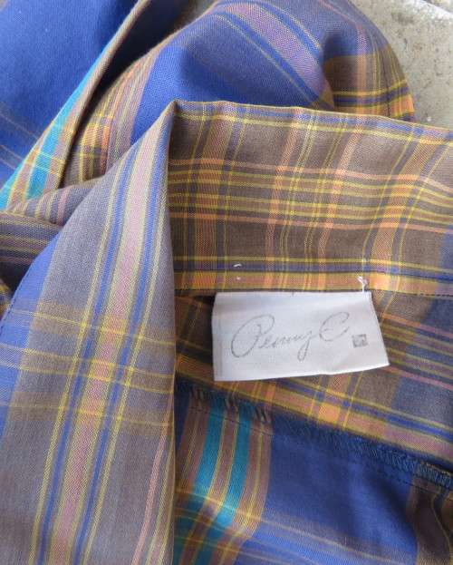 Checkmate!! from PENNY C  size 40/16 in jade/gold/peach and berry blue check.Batwing sleeves. As new
