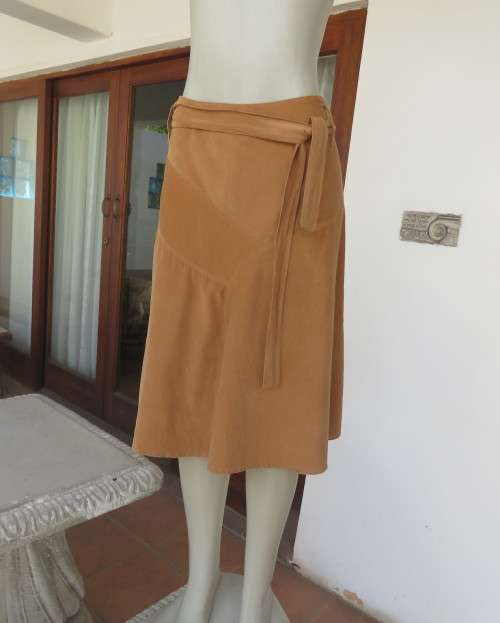 Corded calf length A Line skirt in granola with unique front panels.Size 38/14.Bandless.As new