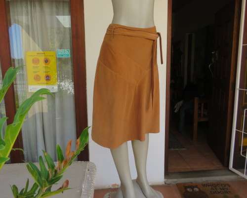 Corded calf length A Line skirt in granola with unique front panels.Size 38/14.Bandless.As new