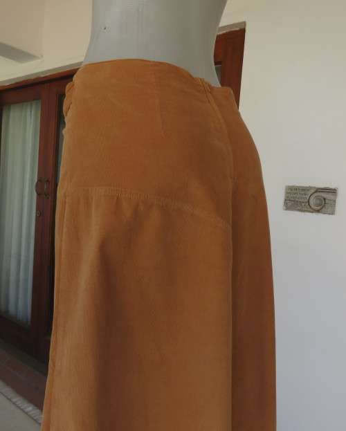 Corded calf length A Line skirt in granola with unique front panels.Size 38/14.Bandless.As new