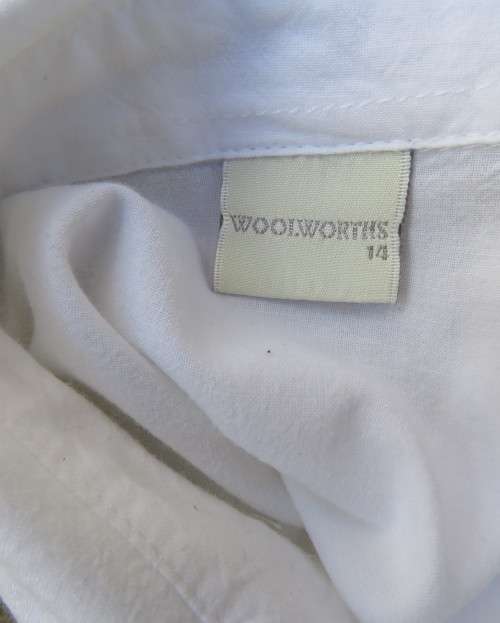 Snow white sleeveless summer top.Button down with shirt collar.By WOOLWORTHS size 38/14.As new.