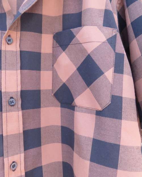 Modern men`s casual brown/black check shirt. One pocket.Size XXL 135cm chest New condition
