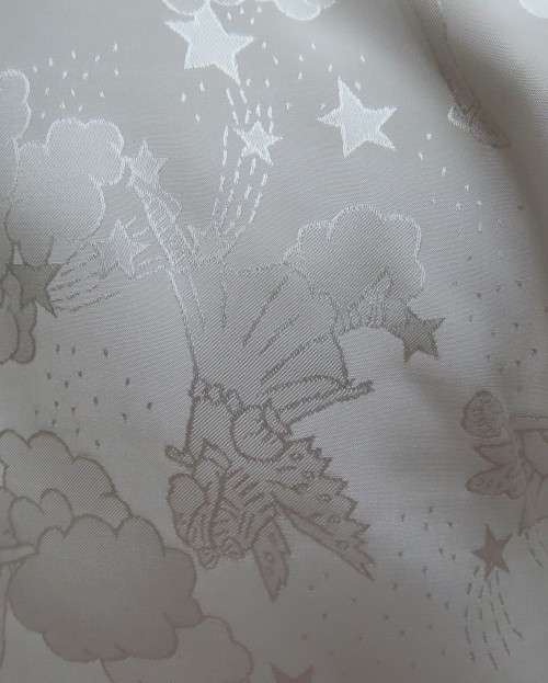Shiny light cream tailored polyester satin short sleeve top with embossed patterns.Size 38/14.As new