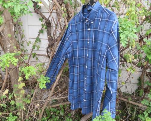 Men`s pure cotton blue/white check long sleeve shirt. Suitable for work or play.By WOOLWORTHS size L