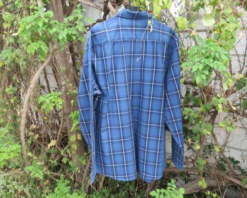Men`s pure cotton blue/white check long sleeve shirt. Suitable for work or play.By WOOLWORTHS size L