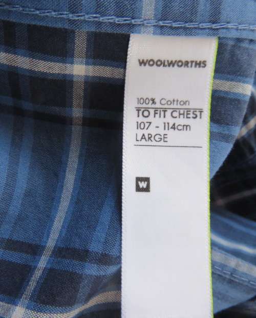 Men`s pure cotton blue/white check long sleeve shirt. Suitable for work or play.By WOOLWORTHS size L